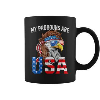 My Pronouns Are Usa Patriotic Eagle 4Th Of July Coffee Mug - Monsterry CA