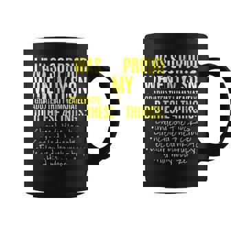Proud Mom Dad Parents Son College Graduation Coffee Mug - Monsterry