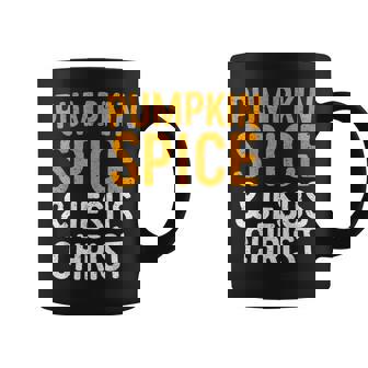 Pumpkin Spice And Jesus Christ Fall Season T-Shirt Graphic Print Coffee Mug - Monsterry