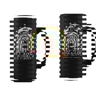 Rainbow Teacher Saying Weird Teachers Build Character Coffee Mug - Monsterry