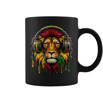 Rasta Raggae Jamaica Music Headphones Lion Of Judah Coffee Mug - Monsterry UK
