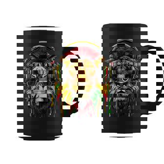 Rasta Raggae Jamaica Music Headphones Lion Of Judah Coffee Mug - Monsterry
