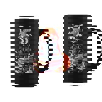 Red Panda Books Lover Reading Bookworm Coffee Mug - Thegiftio
