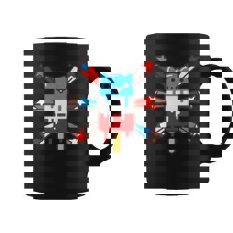 RED WHITE & BLUE POPSICLE CAT 4th Of July Premium Graphic Print Coffee Mug - Monsterry
