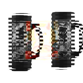 Retro Japanese Kawaii Cute Cat Eating Ramen Poster Coffee Mug - Thegiftio