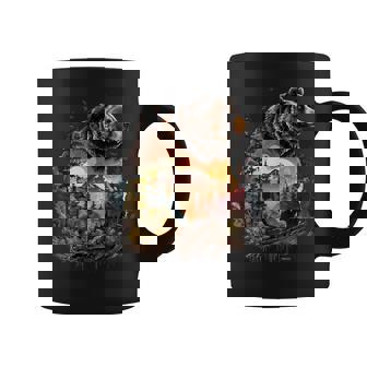 Retro Mountain Nature Animal Wildlife Forest Outdoors Bear Coffee Mug | Seseable UK