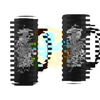 Rise Of Kraken Old School Tattoo Octopus Sea Monster Taza de café - Regaloses