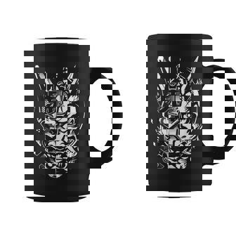 Samurai Japonés Oni Cyberpunk Fun Techwearintage Retro Taza de café - Regaloses