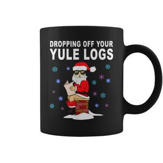 Santa Dropping Off Yule Logs Christmas Coffee Mug - Monsterry DE