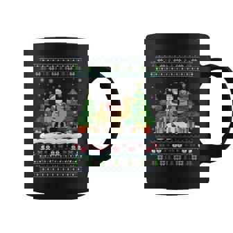 Santa Riding Bactrian Camel Tree Lights Ugly Xmas Sweater Coffee Mug | Mazezy
