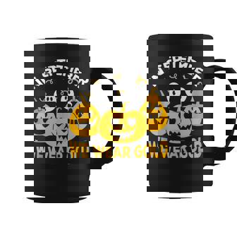 In September We Wear Gold Scary Pumpkin And Ghosts Costume Coffee Mug - Monsterry