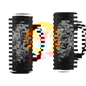 Skateboarding Skeleton Pumpkin Skateboard Halloween Coffee Mug - Thegiftio UK