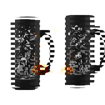 Skeleton Artistic Gymnastics Pumpkin Handstand Halloween Coffee Mug - Monsterry