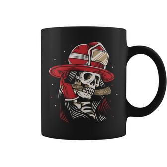 Skeleton Firefighter Lazy Halloween Costume Skull Fireman Coffee Mug | Seseable UK