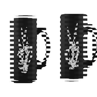 Skeleton Hand Peace Sign Bone Halloween Pocket Skeleton Coffee Mug - Monsterry