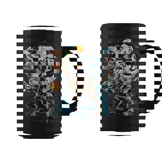 Skeleton Riding Mummy Pumpkin T Rex Dinosaur Halloween Coffee Mug - Thegiftio UK
