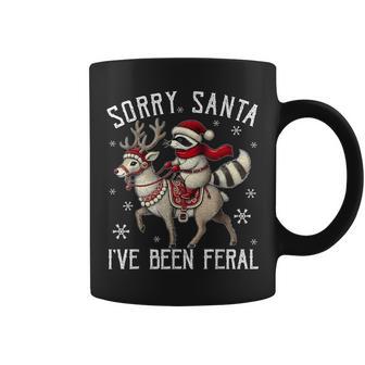 Sorry Santa I've Been Feral Christmas Holiday Raccoon Meme Coffee Mug - Thegiftio