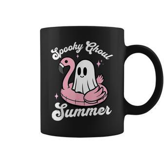 Spooky Ghoul Summer Cute Ghost Flamingo Summer Vibes Beach Coffee Mug - Monsterry DE