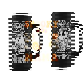 Spooky Mama Groovy Vintage Ghost Family Halloween Costumes Coffee Mug - Monsterry