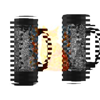 Stained Glass Window Art Artistic Tabby Orange Cat Lovers Graphic Print Coffee Mug - Monsterry