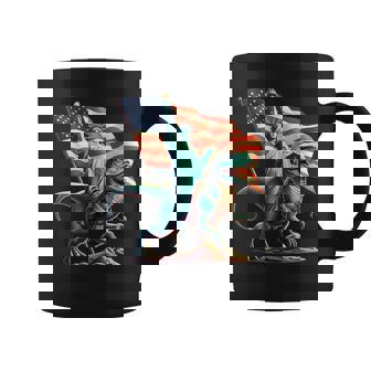 Statue Of Liberty Dinosaurs Independence Day American Flag Coffee Mug - Thegiftio