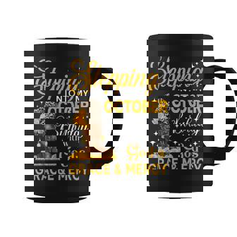 Stepping Into My October Birthday Religious Bday Afro Woman Coffee Mug - Thegiftio UK