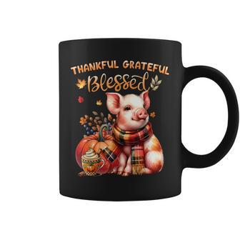Thankful Grateful Blessed Farm Animal Pig Fall Y'all Autumn Coffee Mug - Monsterry