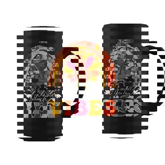 Thankful Vibes Turkey Rainbow Retro Thanksgiving Women Coffee Mug - Monsterry