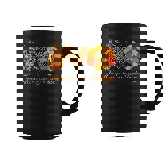 Thanksgiving Peace Love Turkey Fall Autumn Women Kids Men Graphic Print Coffee Mug - Monsterry