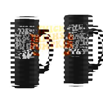 Thick Thighs Pumpkin Pie Halloween Thanksgiving Spooky Vibes Graphic Print Coffee Mug - Monsterry