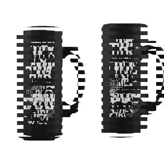 Thick Thighs Spooky Vibes Halloween Pumpkin Ghost Graphic Coffee Mug - Monsterry