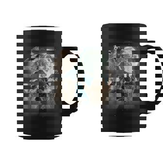 Three Racoons Howling The Moon Raccoon Coffee Mug | Mazezy