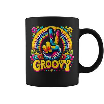 Tie Dye Groovy Peace Sign Hippie Coffee Mug - Monsterry
