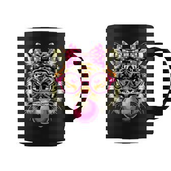 Tiger With Glasses Bubblegum And Bow Coffee Mug - Thegiftio UK
