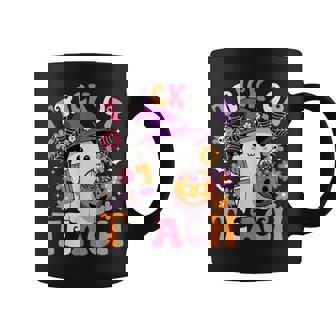Trick Or Teach Groovy Teacher Ghost Halloween Teacher Coffee Mug - Thegiftio