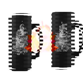 Turkey English Bulldog Fall Autumn Leaf Thanksgiving Coffee Mug | Seseable UK