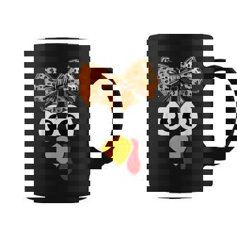 Turkey Face Coquette Bow Leopard Thanksgiving Pilgrim Coffee Mug - Monsterry