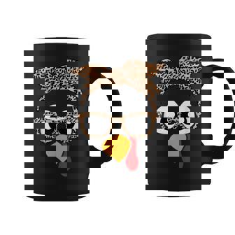 Turkey Face Leopard Headband Womens Thanksgiving Pilgrim Graphic Print Coffee Mug - Monsterry