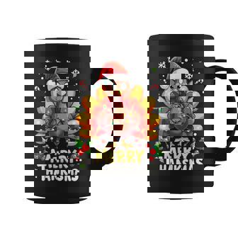 Turkey Santa Happy Merry Thanksmas Thanksgiving Christmas Coffee Mug - Monsterry