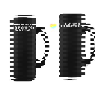 Turnout Vote For Lgbtqia 2024 Voter Rights Rainbow Heart Coffee Mug - Monsterry