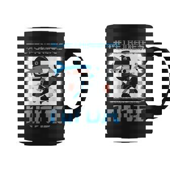 Type 1 Diabetes Ninja Blue & Gray Ribbon T1d Warrior Fighter Coffee Mug - Seseable