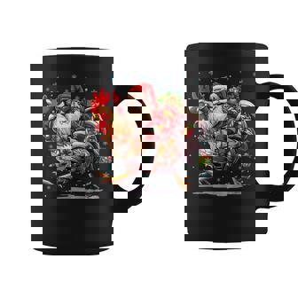 Ugly Christmas Santa Riding Chicken Christmas Tree Lights Coffee Mug | Seseable UK