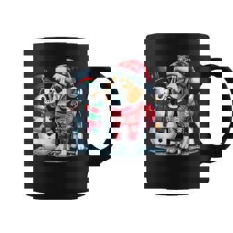 Ugly Christmas Sweater Beagle Beside A Snowman Coffee Mug - Monsterry