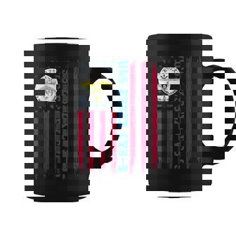 USS Essex CVS-9 American Flag Aircraft Carrier Veteran Papa Graphic Print Coffee Mug - Monsterry