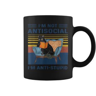 Vêtements Drôles Pour Amoureux Des Chats I Am Not Antisocial I'm Anti-Stupid Tasse - Cadeauxyz