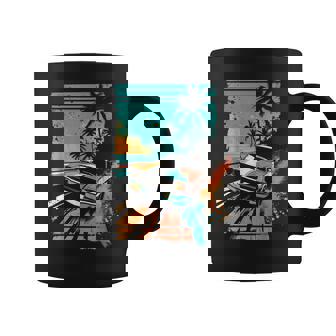 Vintage Car Teal Sunset Tropical Beach Coffee Mug - Seseable