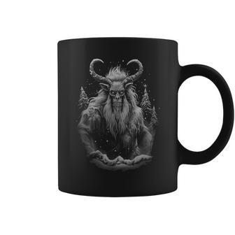 Vintage Krampus Creepy Christmas Black And White Graphic Coffee Mug - Monsterry