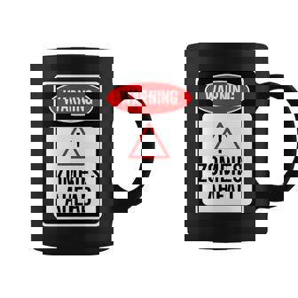 Warning Zombies Ahead Halloween Undead Humor Coffee Mug - Monsterry