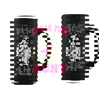 I Wear Pink For My Aunt Ghost Halloween Breast Cancer Coffee Mug - Seseable