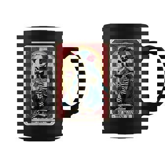 Wine Lover Tarot Card Skeleton Drinking Wine Goth Halloween Coffee Mug - Monsterry